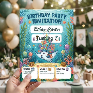 Underwater Birthday Invitations Customizable Zazzl