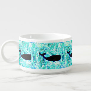 underwater black whale swimming bowl