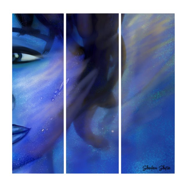Underwater Blue Portrait Triptych (Front)
