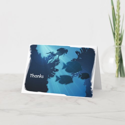 Underwater Blue World Fish  Scuba Diver Thank You Card