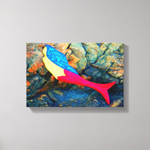 underwater brunette mermaid wrapped canvas print