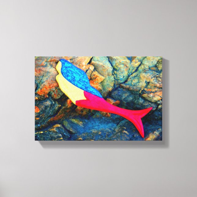 underwater brunette  mermaid wrapped canvas print (Front)