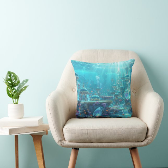 Underwater Castle Throw Pillow (Chair)