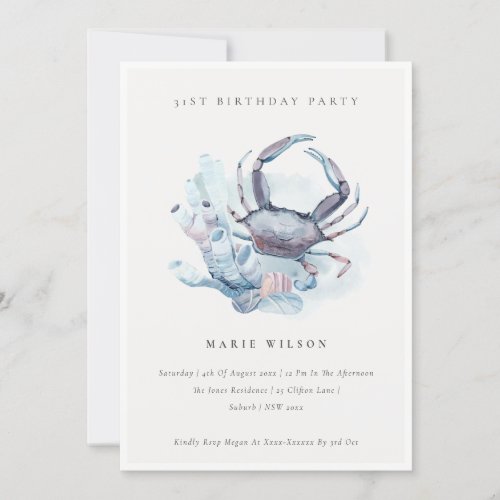 Underwater Crab Coral Any Age Birthday Invite
