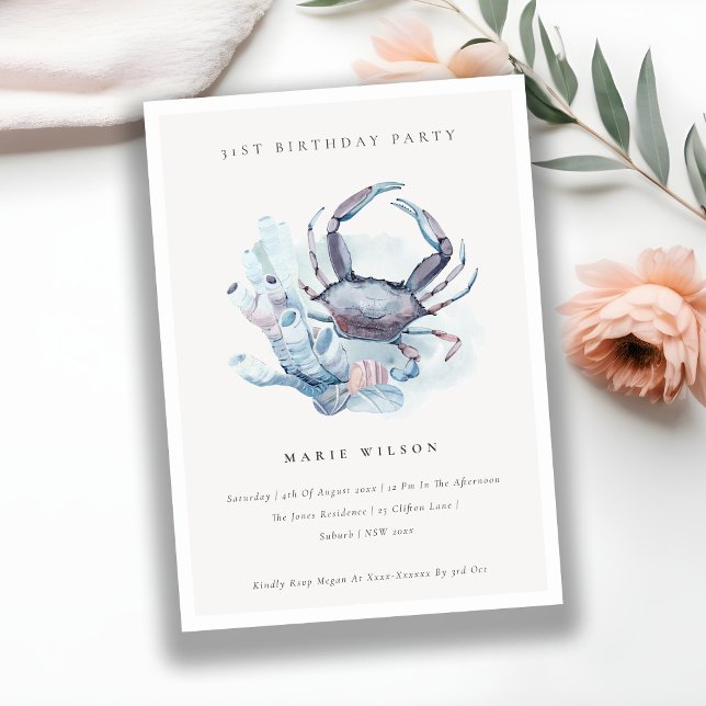 Underwater Crab Coral Any Age Birthday Invite (Creator Uploaded)