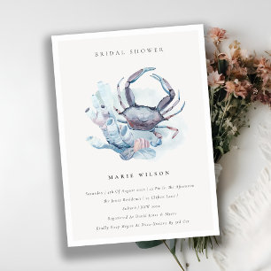 Underwater Crab Coral Costal Bridal Shower Invite