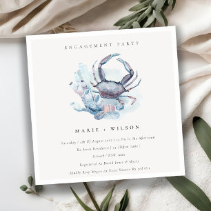 Underwater Crab Coral Nautical Engagement Invite