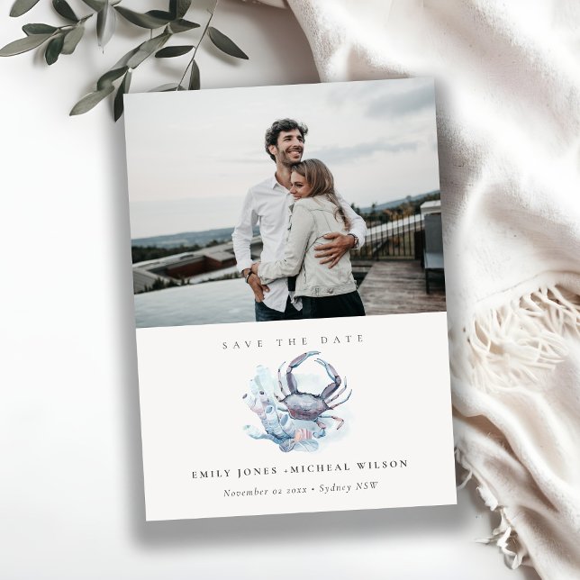 Underwater Crab Coral Photo Save The Date Card (Creator Uploaded)