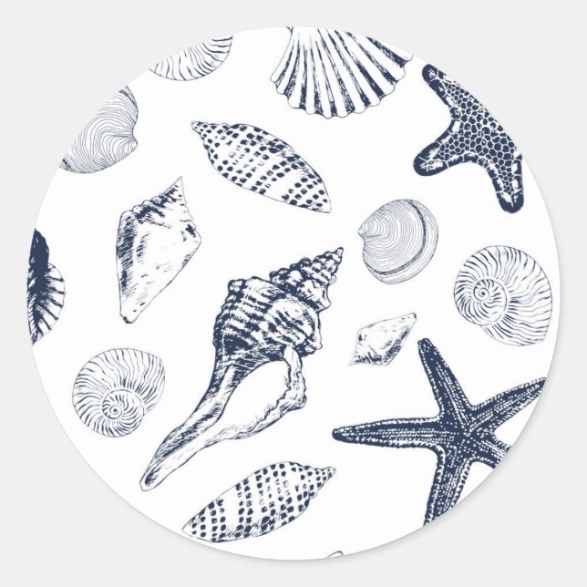 Underwater creatures classic round sticker (Front)