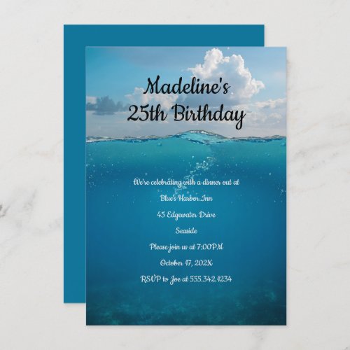 Underwater Cruise Seaside Birthday Unisex Design Invitation