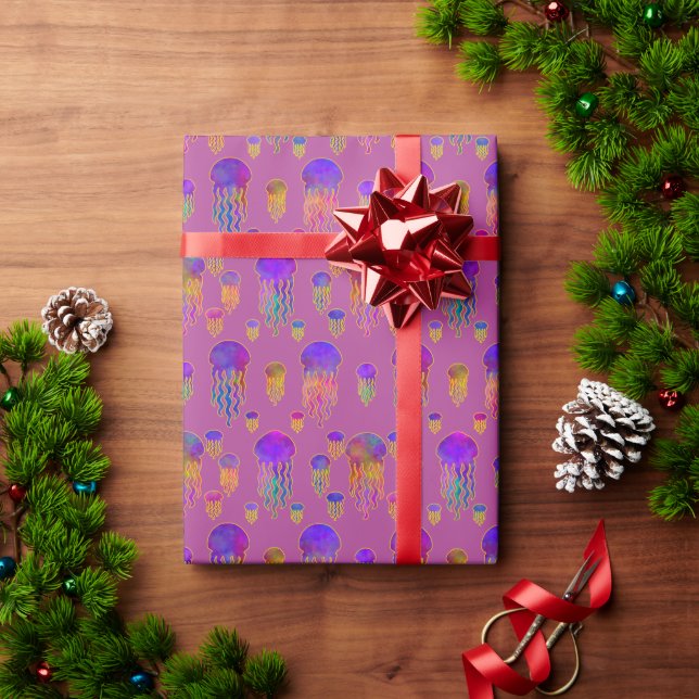 Underwater Dancing Rainbows Mauve Wrapping Paper (Holiday Gift)
