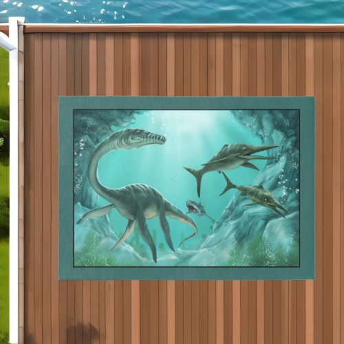 Underwater Dinosaur 7x5 Outdoor Rug