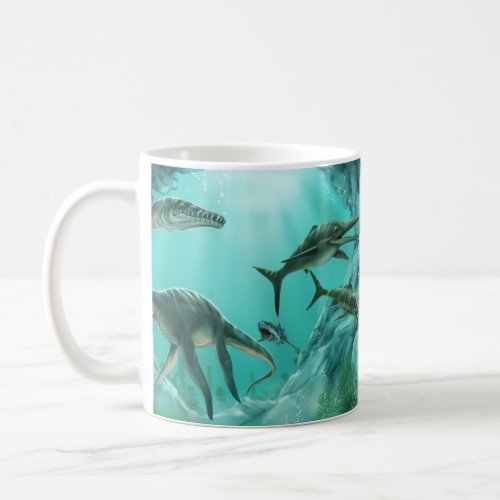 Underwater Dinosaur Basic White Mug