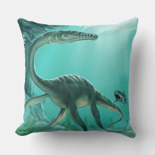 Underwater Dinosaur Throw Pillow