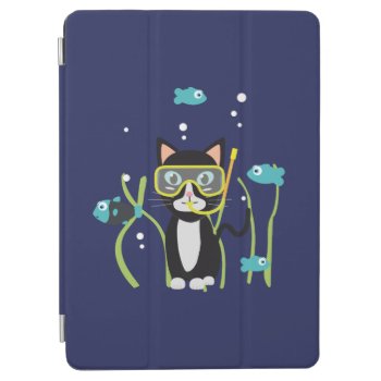 Underwater Diving Cat With Fish Ipad Air Cover by i_love_cotton at Zazzle