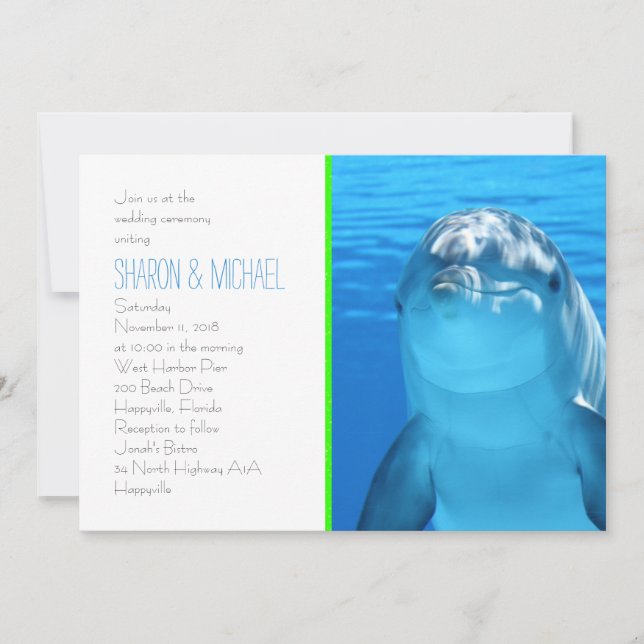 Underwater Dolphin Love Wedding Invitation (Front)