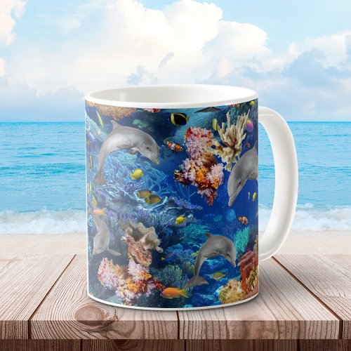Underwater Dolphins Coral Reef Coffee Mug