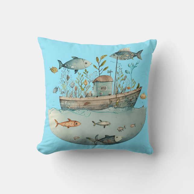 "Underwater Dreams" Customizable  Throw Pillow (Front)