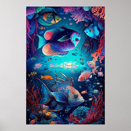 Underwater Dreamworld Dancing with Sea Creatures Poster