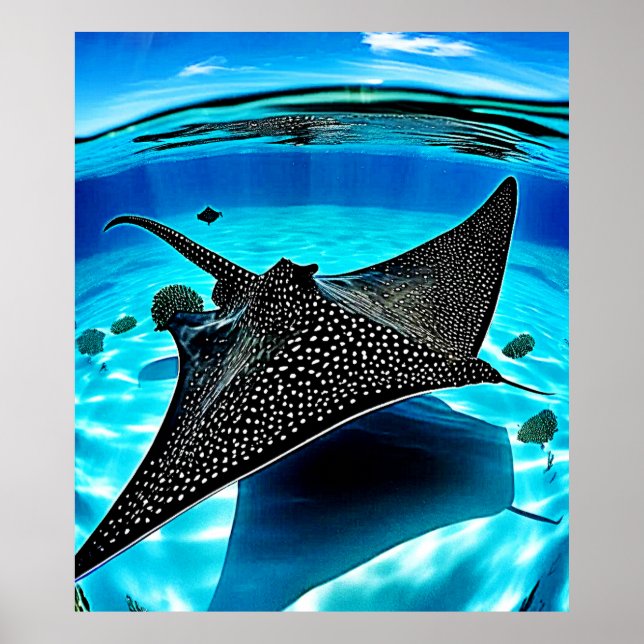 Underwater Eagle Ray Design Poster (Front)