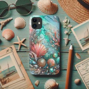 Underwater Fantasy Coral Glitter Seashells iPhone 11 Case