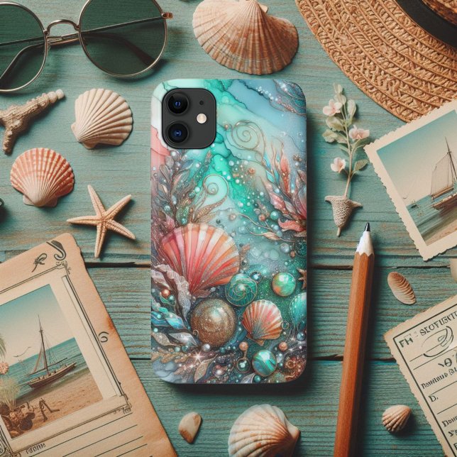 Underwater Fantasy Coral Glitter Seashells Case-Mate iPhone Case (Creator Uploaded)