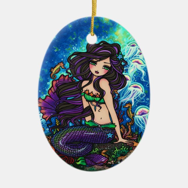Underwater Fantasy Mermaid Art by Hannah Lynn Ceramic Ornament (Front)