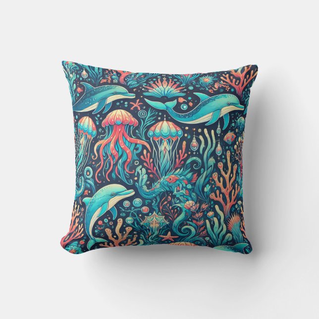 Underwater Fantasy Throw Pillow (Front)
