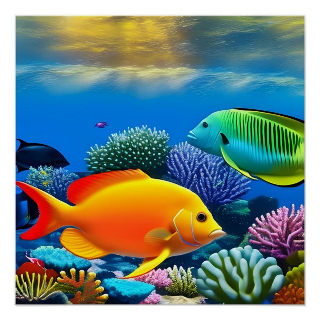 Underwater Fish and Coral Reef Poster (Front)