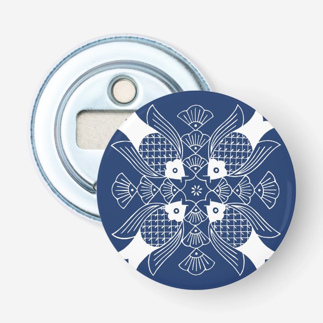 Underwater Fish Design with Blue Background Bottle Opener (Front)