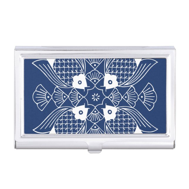 Underwater Fish Design with Blue Background Business Card Holder (Front)