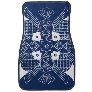 Underwater Fish Design with Blue Background Car Mat