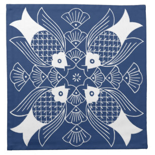 Underwater Fish Design with Blue Background Cloth Napkin