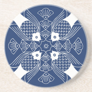 Underwater Fish Design with Blue Background Coaster