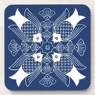 Underwater Fish Design with Blue Background Coaster