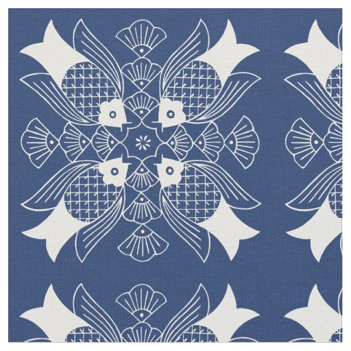 Underwater Fish Design with Blue Background Fabric