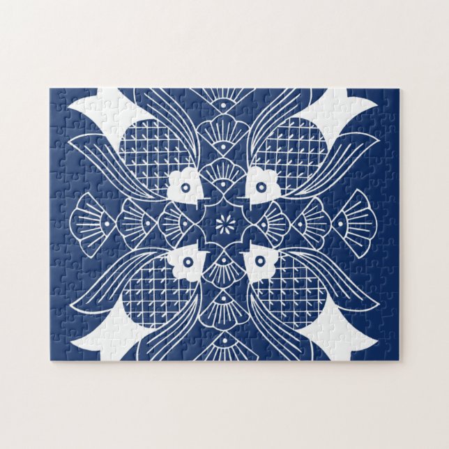 Underwater Fish Design with Blue Background Jigsaw Puzzle (Horizontal)