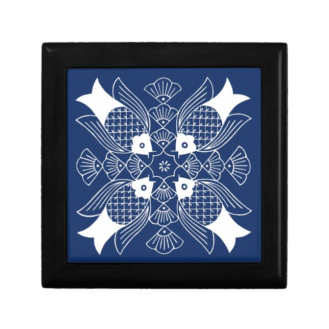 Underwater Fish Design with Blue Background Keepsake Box (Front)