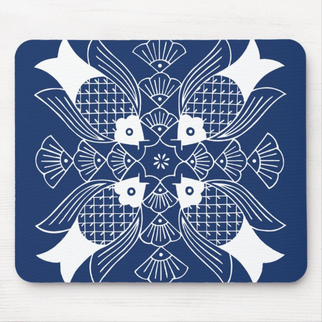 Underwater Fish Design with Blue Background Mouse Pad (Front)