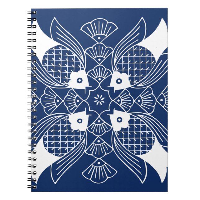 Underwater Fish Design with Blue Background Notebook (Front)