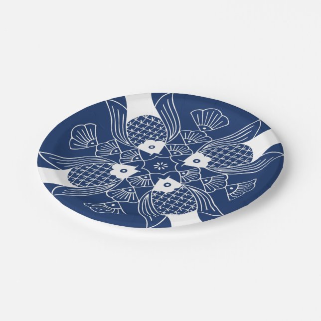 Underwater Fish Design with Blue Background Paper Plates (Angled)