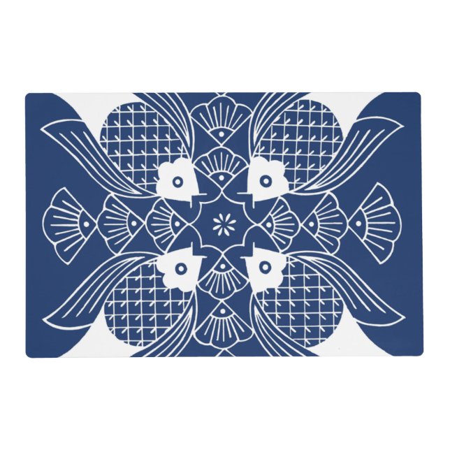 Underwater Fish Design with Blue Background Placemat (Front)