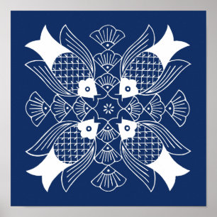 Underwater Fish Design with Blue Background Poster