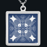 Underwater Fish Design with Blue Background Silver Plated Necklace<br><div class="desc">A meeting of the fish minds,  this design showcases an underwater scene complete with seashells on a blue background. A great gift for an ichthyologist or anyone who loves the sight of fish having a swim!</div>