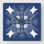 Underwater Fish Design with Blue Background Square Wall Clock
