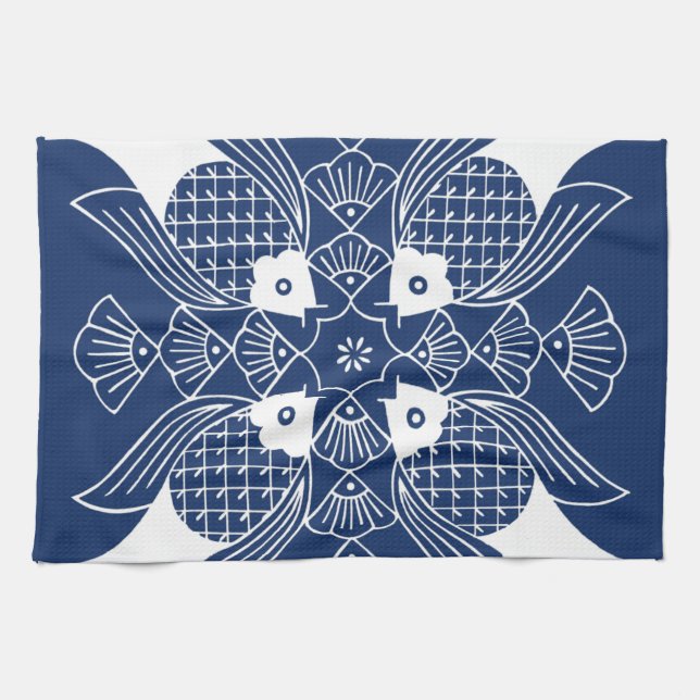 Underwater Fish Design with Blue Background Towel (Horizontal)