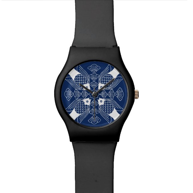 Underwater Fish Design with Blue Background Wristwatch (Close Up)