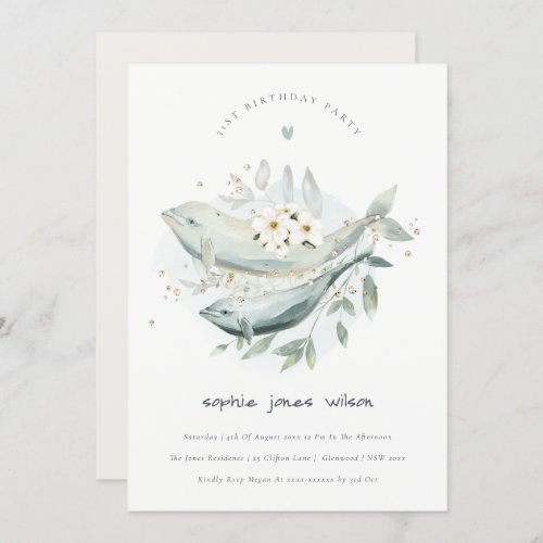 Underwater Floral Fish Any Age Birthday Invite