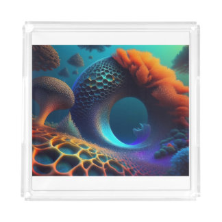 Underwater Fractal Landscape Acrylic Tray