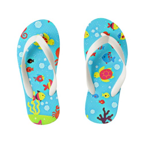 Underwater Friends cute and colorful Kids Flip Flops